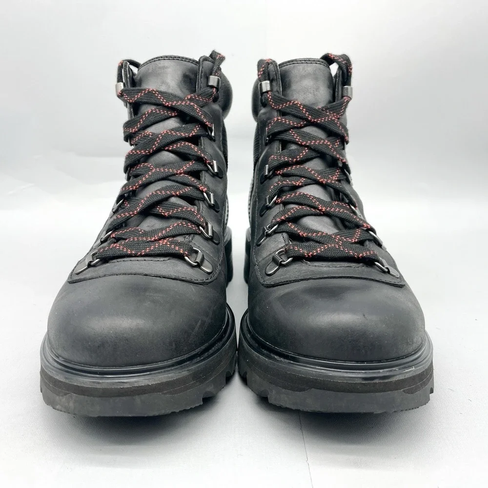 Sorel Womens 10.5 Lennox Hiker STKD Boots Shoes Black Leather Waterproof Booties